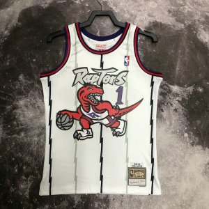 Maillot de Basket #1 Mcgrady Raptors Vintage Blanc Imprimé